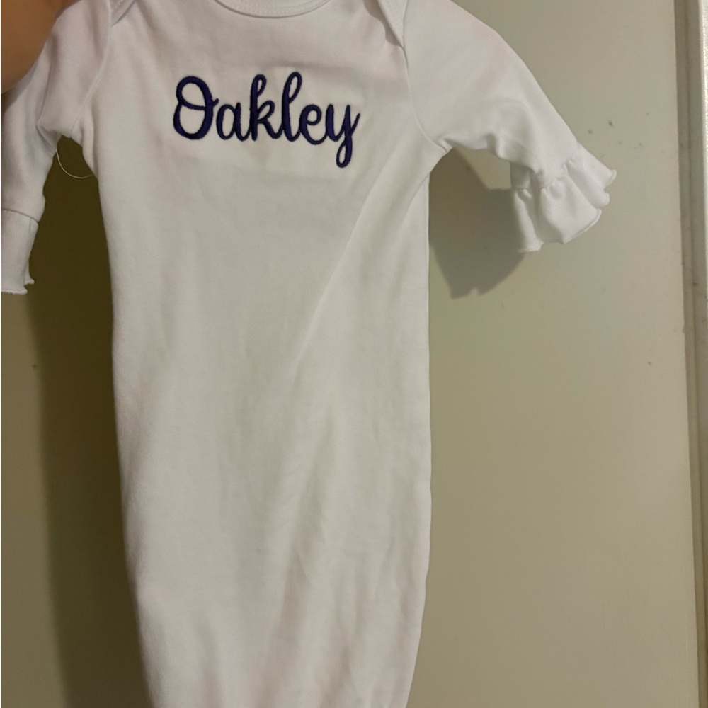 NWOT White Baby Gown with Ruffle Sleeves